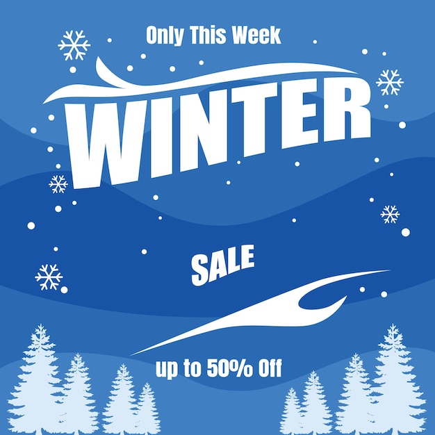 Flat Winter Sale Social Media Banner Illustration