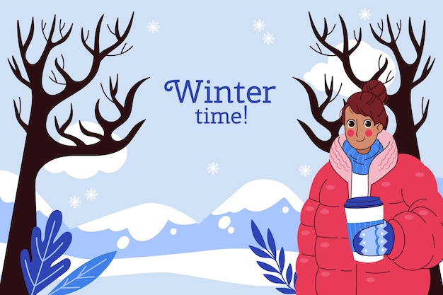 Flat winter season celebration background