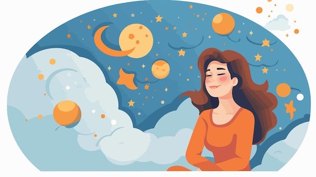 Vector flat woman dreaming about fertility treatment conceptual image