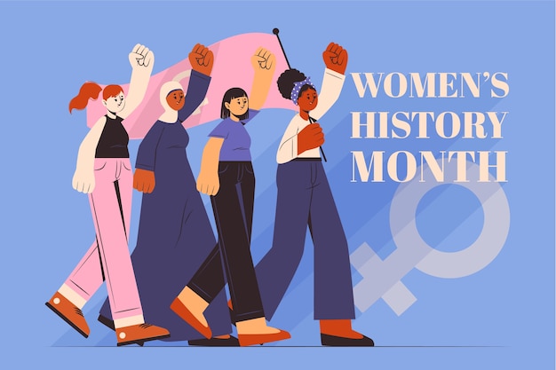 Flat women's history month illustration