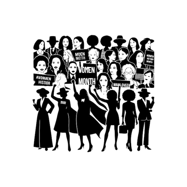 Flat Womens history month illustration