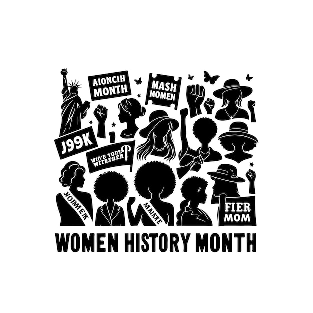 Flat Womens history month illustration