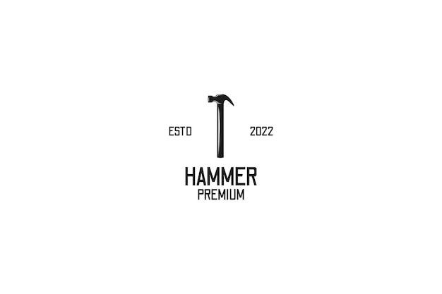 Flat woodwork hammer carpentry logo design vector illustration