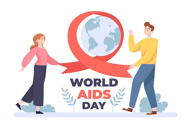 Flat world aids day illustration