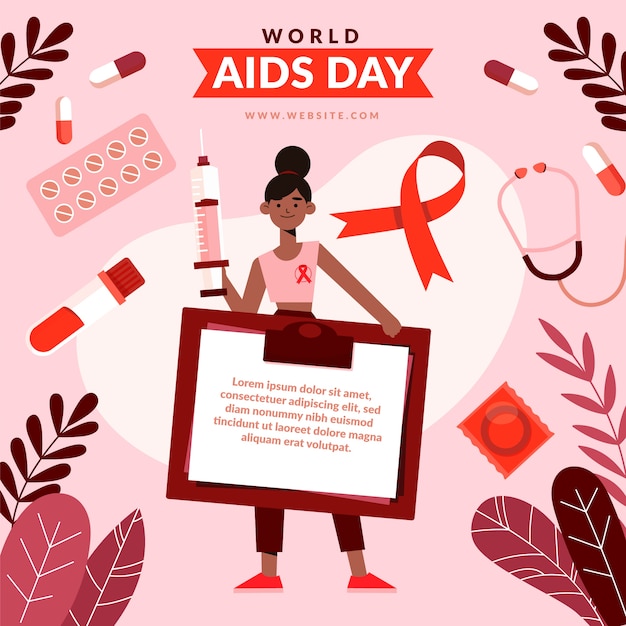 Flat world aids day illustration