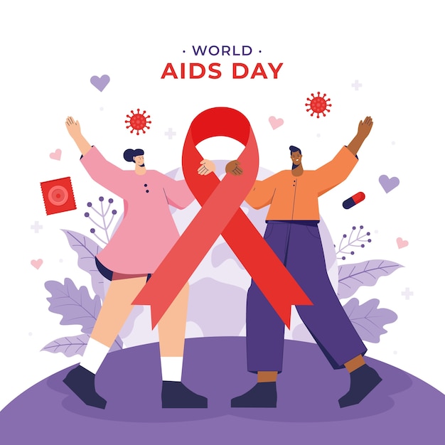 Flat world aids day illustration