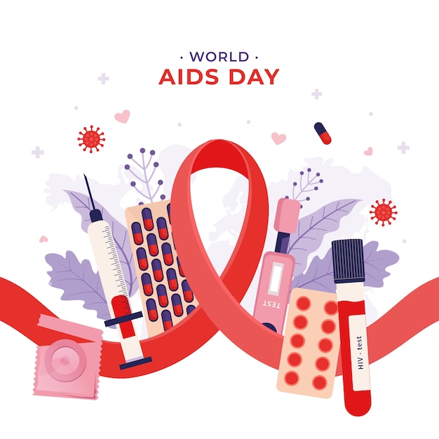 Flat world aids day illustration