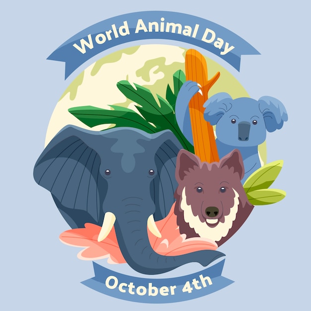 Flat world animal day illustration