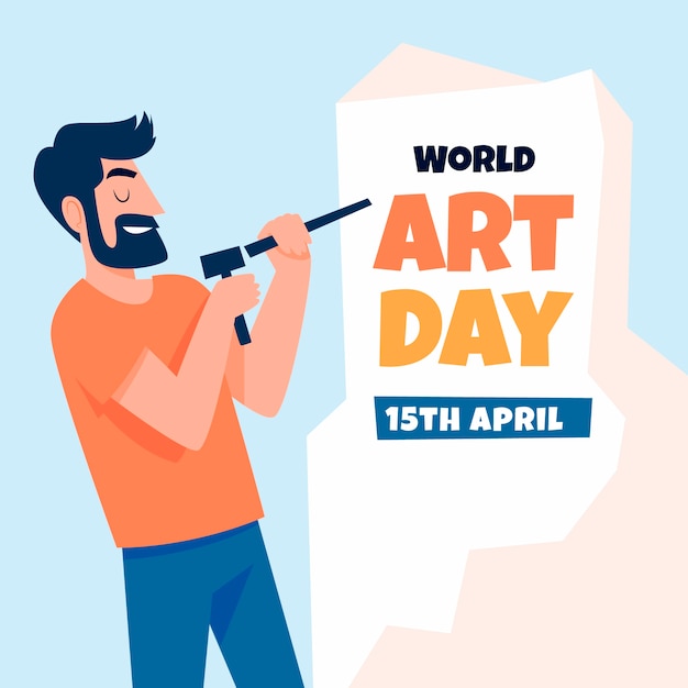 Flat world art day illustration