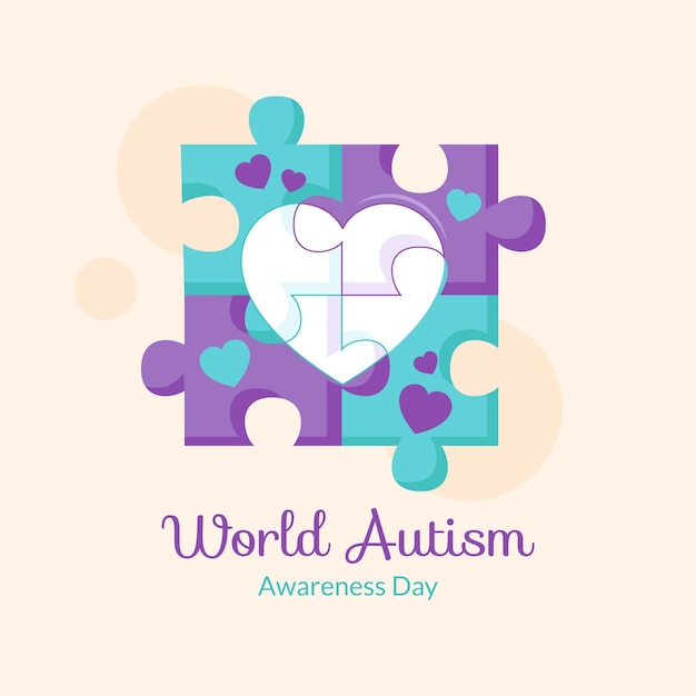 Vector flat world autism awareness day illustration