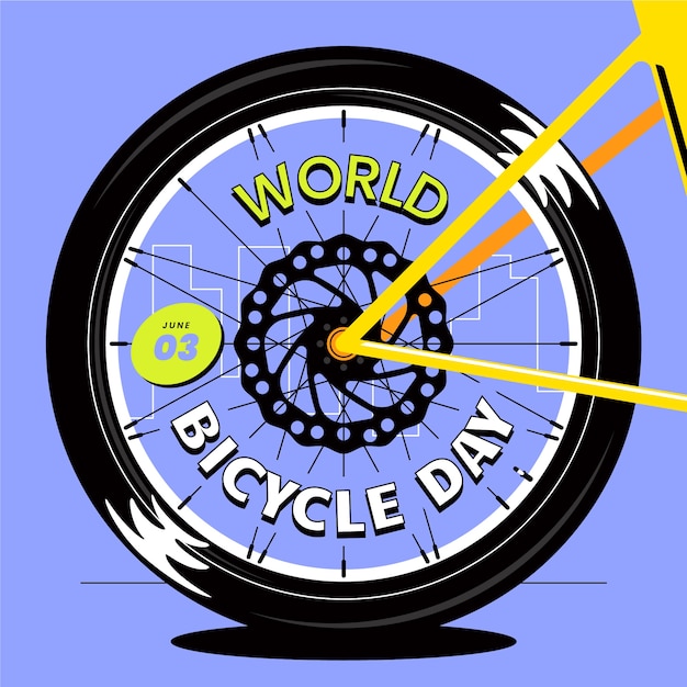 Flat world bicycle day illustration