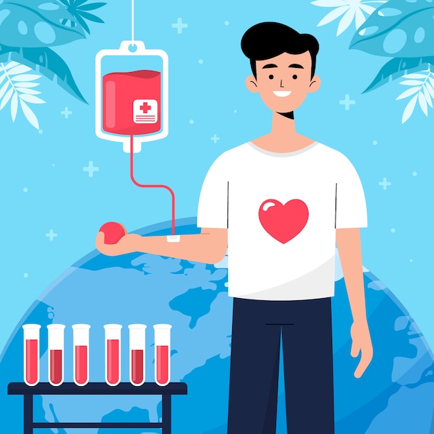 Flat world blood donor day illustration