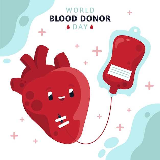 Flat world blood donor day illustration