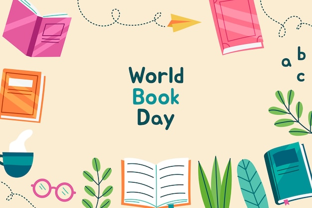 Flat world book day background