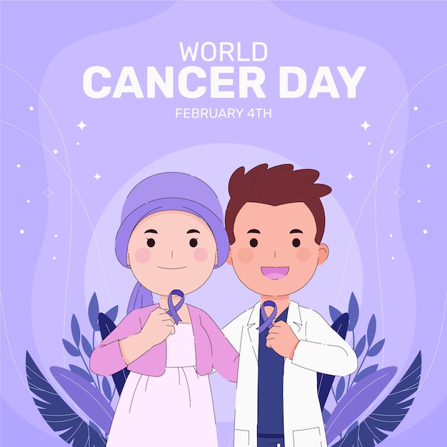 Flat world cancer day illustration