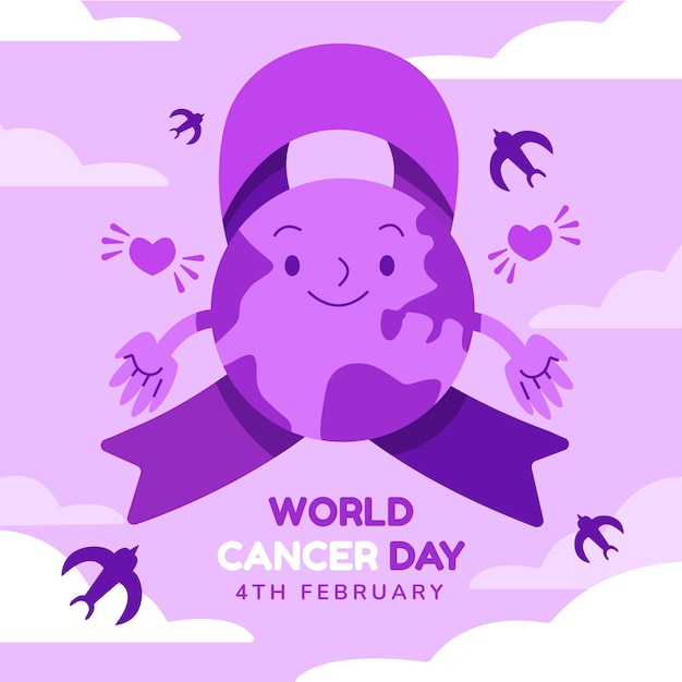 Flat world cancer day illustration