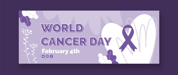 Flat world cancer day social media cover template