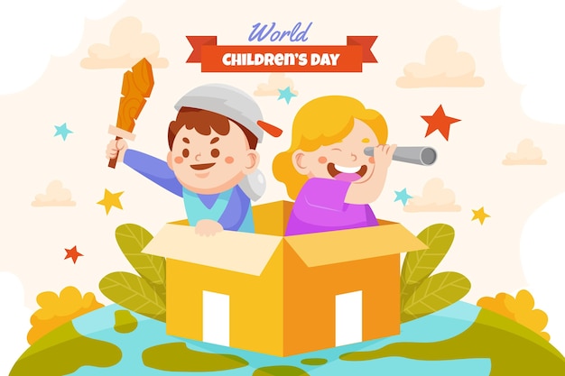 Flat world children's day background