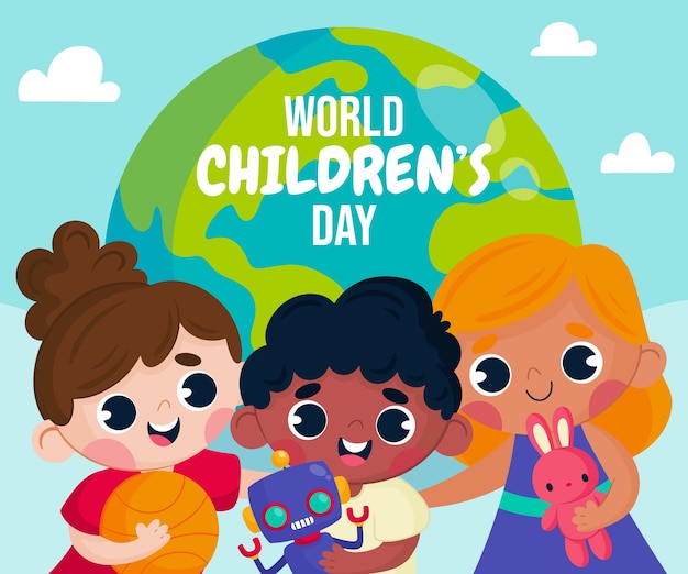 Vector flat world children's day illustration