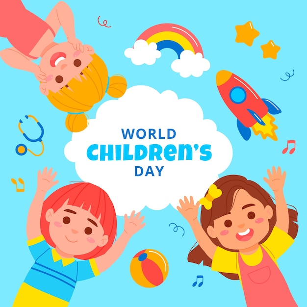 Flat world children's day illustration