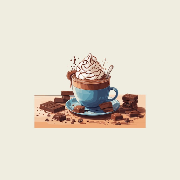 Flat_world_chocolate_day_illustration_with_hot_coffee