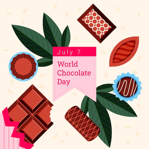 Vector flat world chocolate day illustration