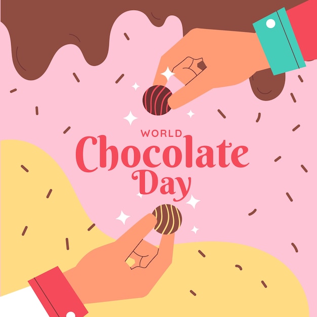 Flat world chocolate day illustration