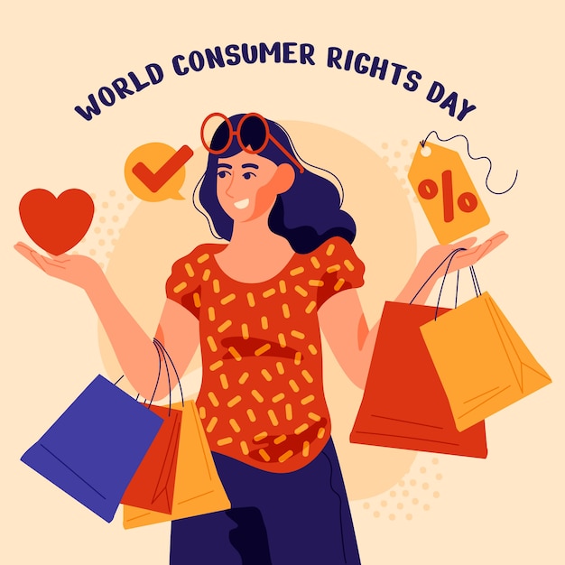 Flat world consumer rights day illustration