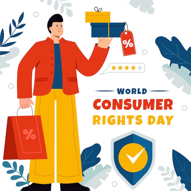 Flat world consumer rights day illustration