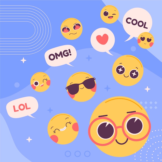 Flat world emoji day illustration with emoticons