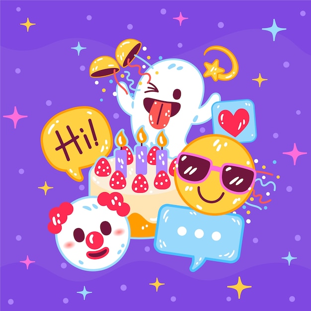 Flat world emoji day illustration with emoticons