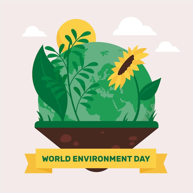 Flat world environment day illustration