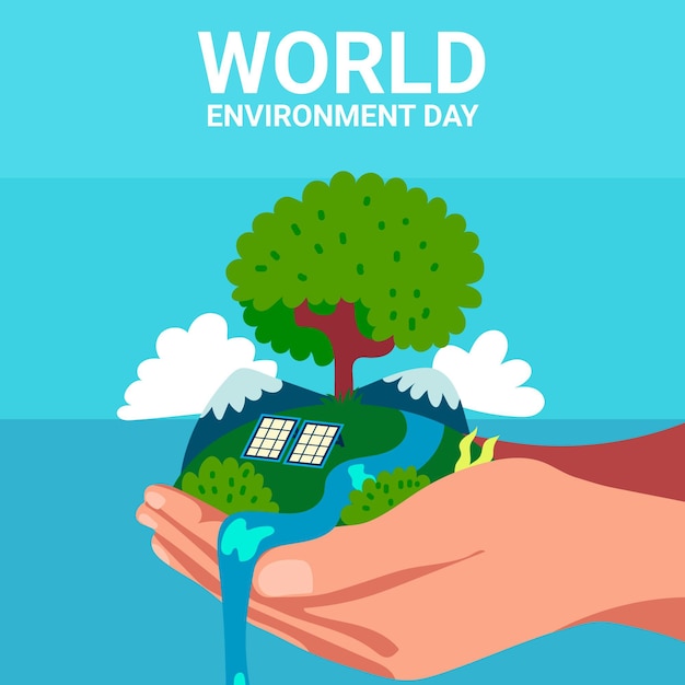 Flat world environment day illustration