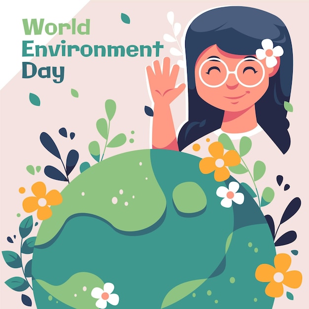 Flat world environment day illustration