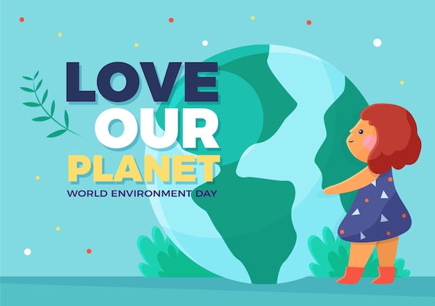 Flat world environment day illustration