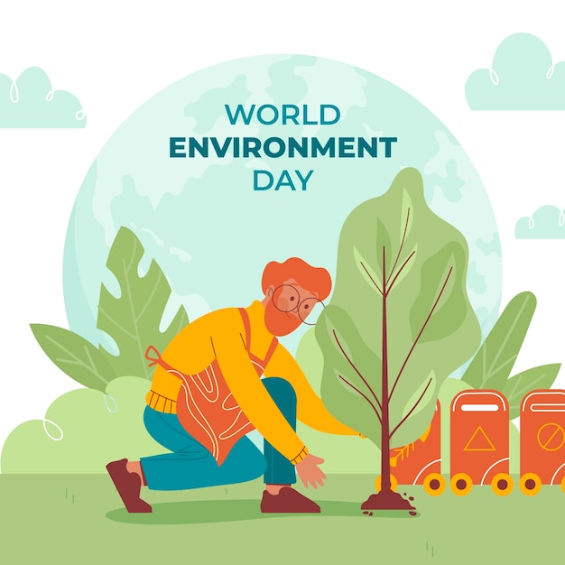 Flat world environment day illustration