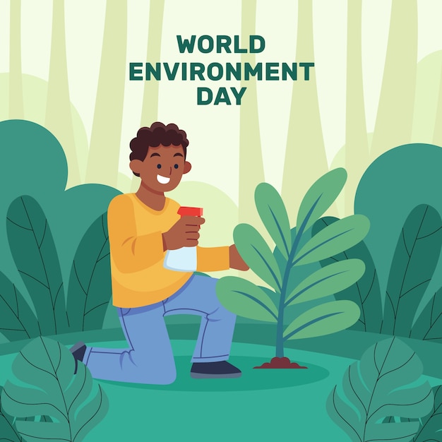 Flat world environment day illustration