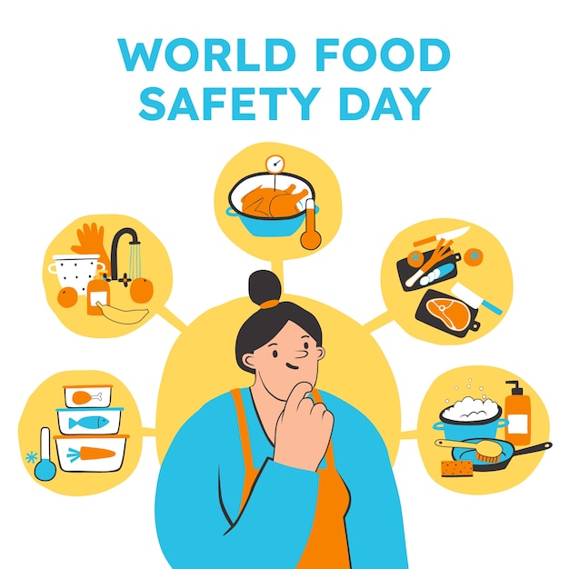 Flat world food safety day illustration