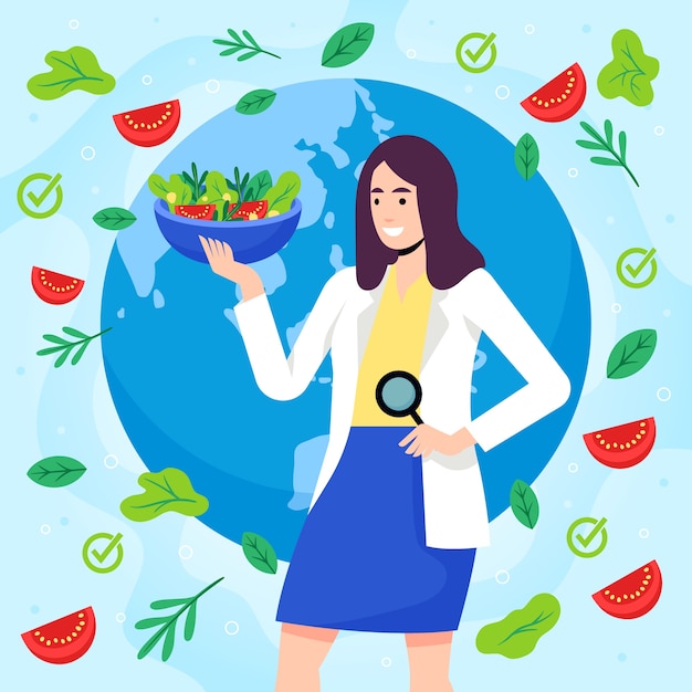 Flat world food safety day illustration