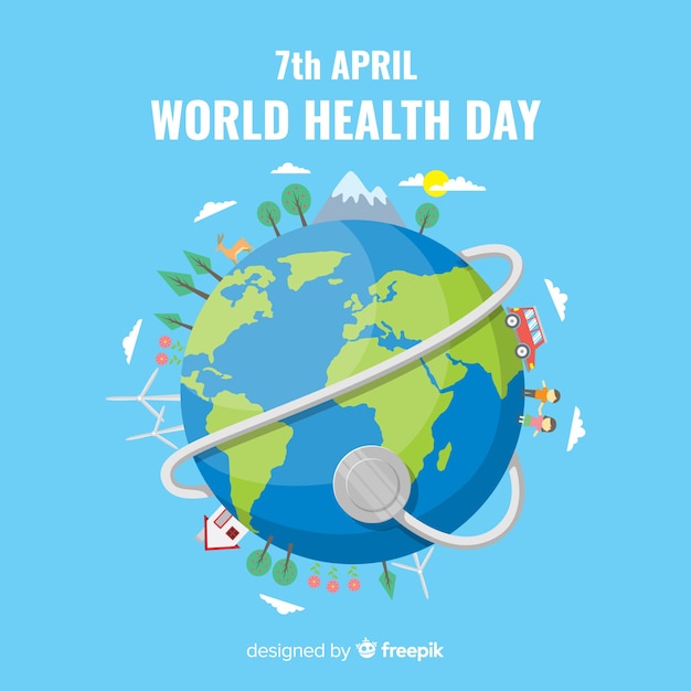 Flat world health day background