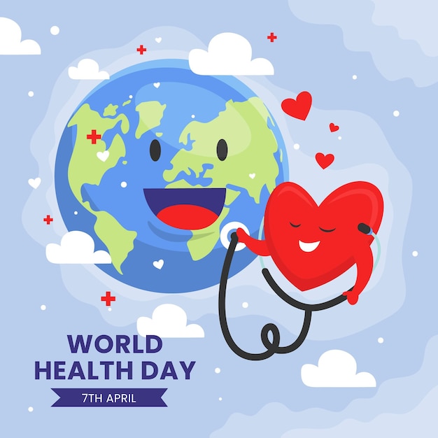 Flat world health day illustration