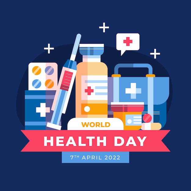 Flat world health day illustration