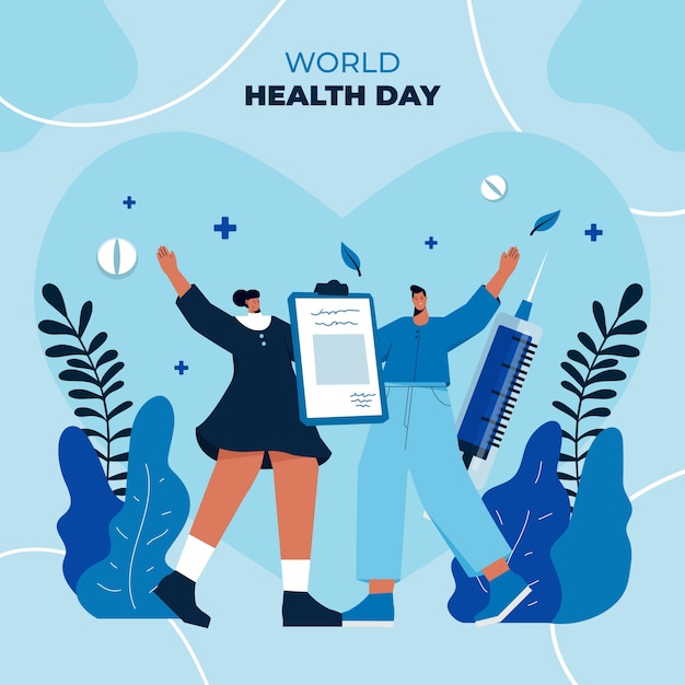 Flat world health day illustration