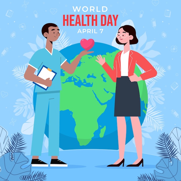 Flat world health day illustration