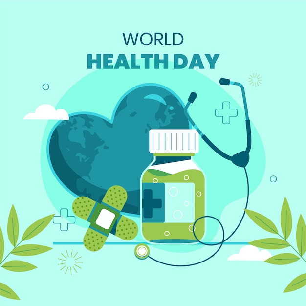 Flat world health day illustration