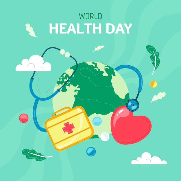 Flat world health day illustration