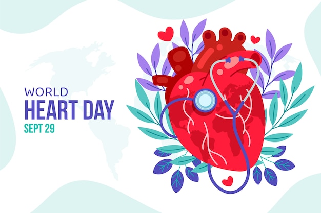 Flat world heart day background