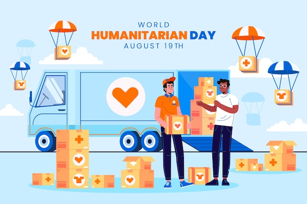 Flat world humanitarian day background