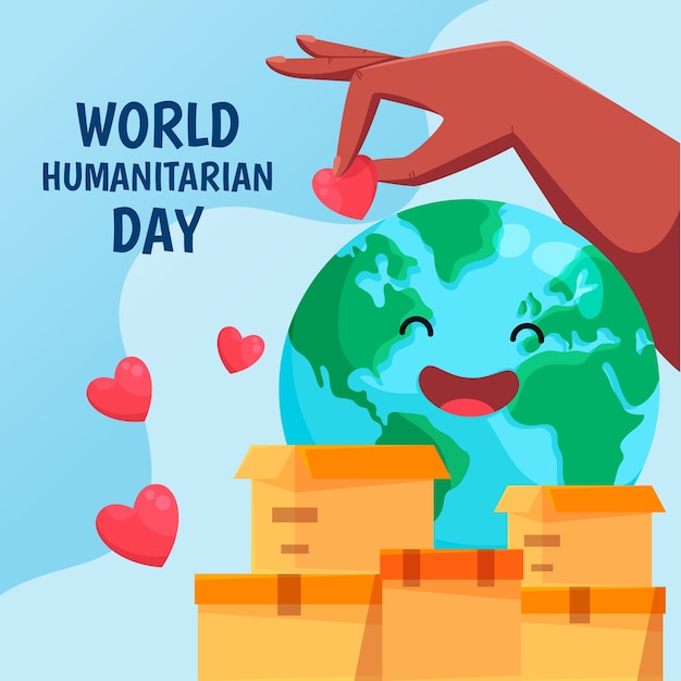 Flat world humanitarian day background