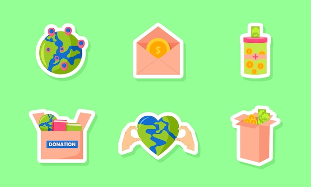 Flat World Humanitarian Sticker Concept